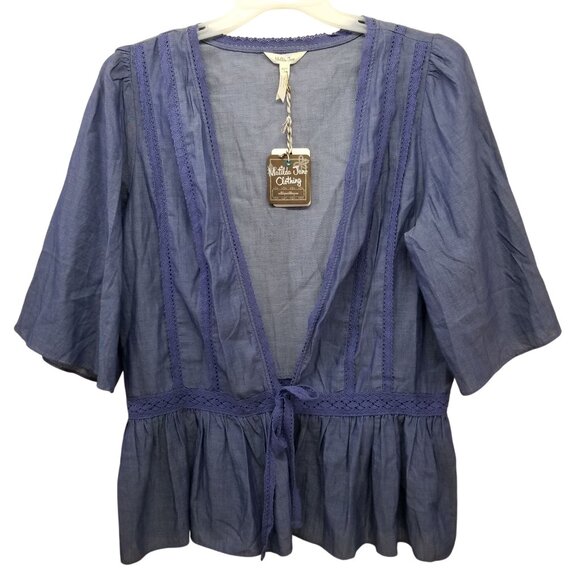 Matilda Jane Hour by Hour Chambray Blue Jacket L Spring Summer Lightweight - Picture 2 of 6